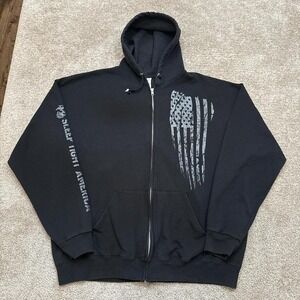 My Marine Has Your 6 Black Full Zip Hoodie XL Military Support Sweatshirt